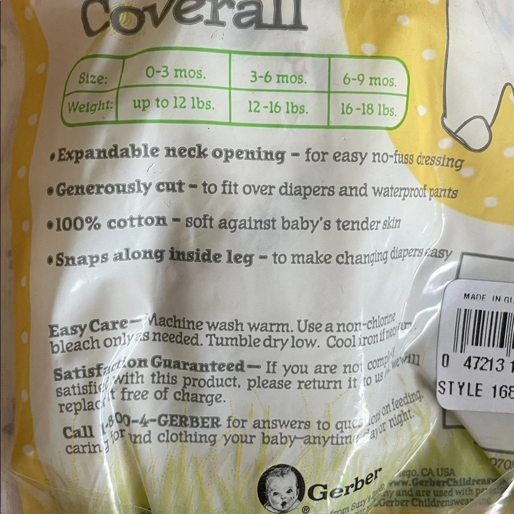 Gerber Little Suzy's Zoo Baby Coverall White w/ flowers & duck size 0-3 mo NWT - Picture 3 of 7